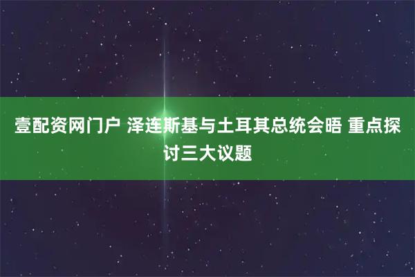壹配资网门户 泽连斯基与土耳其总统会晤 重点探讨三大议题
